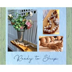 Chunky Wooden Beaded Tassel Garland